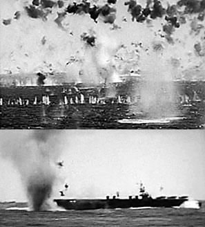 Photos of Kamikaze attacks off Okinawa, 1945.